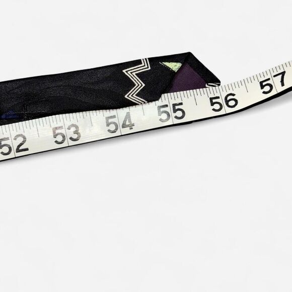 Vintage 80s Lazarus Black and Blue Geometric Tie - Picture 4 of 7